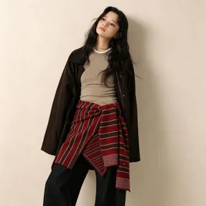Châle rayé tricoté de style coréen pour femmes, vêtements d'extérieur chauds cape.