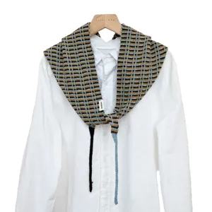 Écharpe châle en tricot à motif écossais, foulard triangulaire en laine d'automne.
