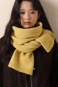 Dik gebreide wollen mix effen kleur wintersjaal voor dames warm gezellig stijlvol mode accessoire