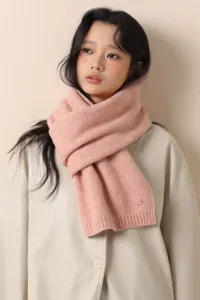 Gezellige roze gebreide sjaal voor dames, zachte wolmix winter nekverwarmer, elegante stijl.