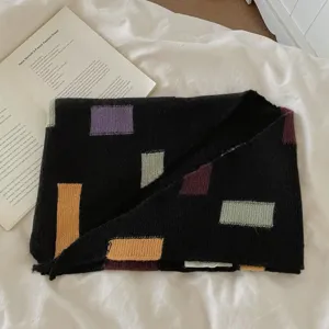 Echarpe tricot bloc de couleur automne hiver femme chale decontractee mode douce et chaude
