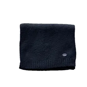 Klassieke zwarte wollen mix gebreide sjaal voor dames en heren, zacht warm winter nek accessoire.