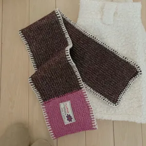 Autumn winter wool blend colorblock knit scarf warm short neckwear for daily women