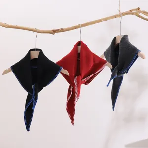Autumn winter knit triangle scarf warm soft solid color stylish neck warmer for women