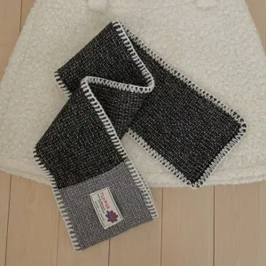 Autumn winter color block knitted small scarf women short warm neck guard scarf fashion