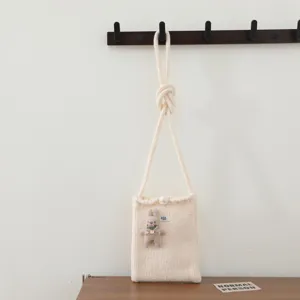 Joli sac bandoulière en tricot pour femme, mini sac téléphone lapin pour automne hiver.