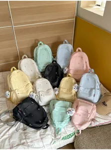 Beau sac à dos en toile multicolore avec broderie d'étoiles, cartable mignon