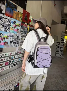 Japanese color-blocked functional hiking backpack, casual outdoor lightweight daypack for daily use.