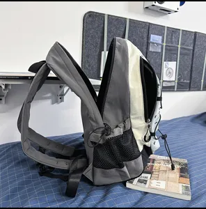 Japanese style grey-blue functional sports mountaineering backpack, lightweight outdoor camping bag.