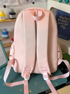 Zaino scolastico casual carino rosa per ragazze, zaino da viaggio con spallacci regolabili