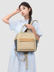 Sac à Dos à Langer Multifonctionnel Grande Capacité Sac de Voyage pour Bébé Tissu Composite Bloc de Couleur Maman Décontracté pour Femmes