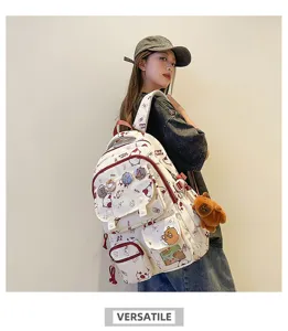 Zaino in tela capybara carino per ragazze, grande borsa da scuola per studenti elegante.