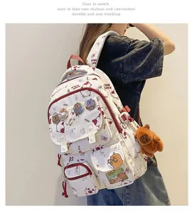 Zaino capybara con simpatici cartoni animati grande capacità borsa da scuola elegante e pratica.