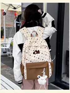 Niedlicher Pünktchen Canvas Rucksack Damen Schultasche Freizeit Reisetasche süßer Stil