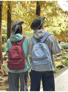Outdoor casual plaid backpack for students and women, lightweight, stylish, and practical.