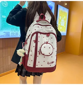 Zaino per studenti carino in stile coreano borsa scolastica in tela stampata con stelle