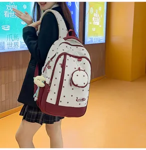 Zaino stile coreano carino con stelle leggero grande capacità per studenti universitari