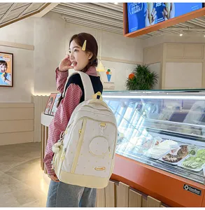 Zaino carino stile coreano con motivo a stelle borsa di tela casual per studenti