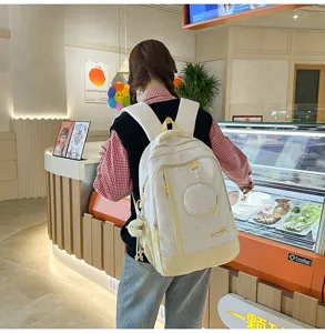 Zaino con motivo a stelle in stile coreano, borsa scolastica leggera e capiente per studenti.