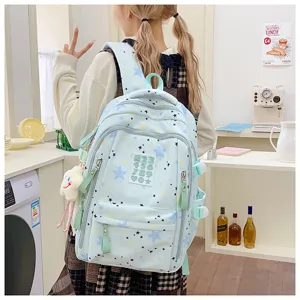 Japanese ins style cute star print school backpack large capacity student casual travel daypack