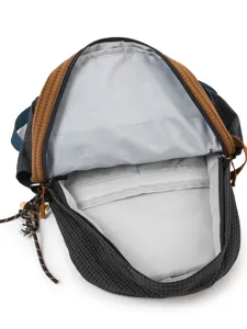 Casual outdoor travel backpack with multi-compartments and stylish grid pattern design.