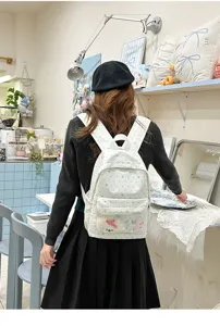 Sac à dos à pois style coréen mignon cartable pour femmes et étudiants blanc nouveau