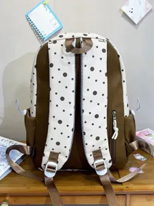 Niedlicher Pünktchen Canvas Rucksack lässige Schultasche für Mädchen Riemen