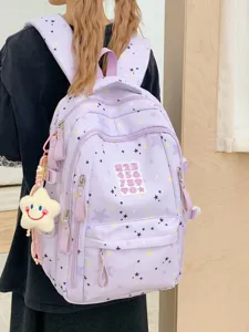 Japanese Ins Style Star Print Nylon Backpack Large Capacity School Bag