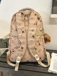 Zaino carino con capibara di cartone animato per studenti, grande capacità borsa casual versatile.