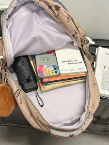 Zaino carino con motivo a cartone animato di grande capacità per studenti, borsa elegante.