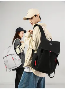 Detailed view of the multi-functional canvas backpack, large capacity for daily travel.