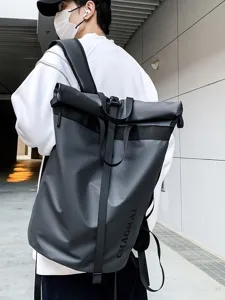 Outdoor functional roll top backpack large capacity commuting casual travel school bag unisex