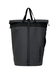 Waterproof roll-top backpack for men and women, casual commuter travel school bag large capacity.