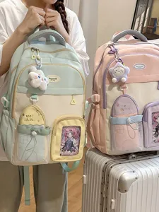 Japanese style campus cute girl colorblock school bag for student display main view