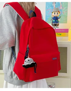 Red backpack for school travel lightweight casual daypack casual student bookbag daily use