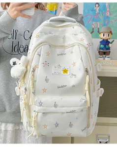 Korean style campus backpack large capacity cute star print school bag for teenage girls