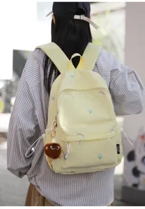 Chic cute embroidered backpack for teen girls casual preppy style lightweight daypack