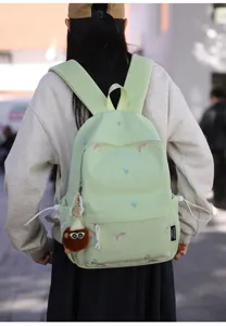 Cute Japanese style embroidered school backpack for girls, lightweight casual daypack with floral details.
