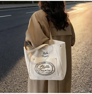 Sac cabas bandoulière en toile décontracté minimaliste pour femme mode quotidienne