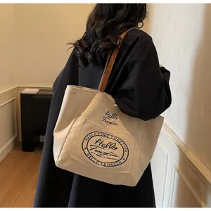 Sac cabas en toile décontracté pour femme design minimaliste élégant grand sac d'épaule