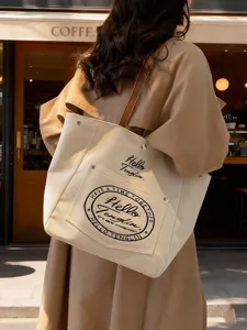 Sac Cabas en Toile Décontracté pour Femmes Grande Kapacité Sac à Bandoulière Minimaliste Sac à Main Quotidien