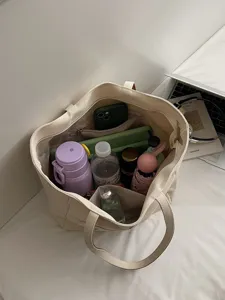 Sac cabas en toile pour femme grande capacité sac à épaule bandoulière fourre-tout