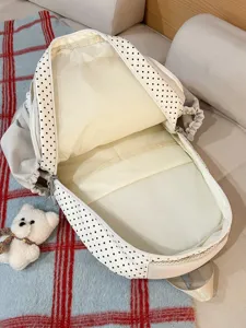Korean style polka dot backpack large capacity school bag for students casual daily use white