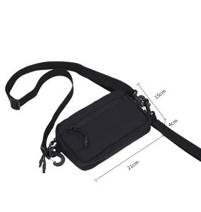 Tactical crossbody bag detail view showing compact size dimensions for men and women outdoor daily.