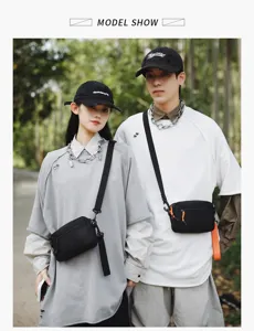 Casual canvas crossbody bag for men and women, stylish urban streetwear shoulder bag.