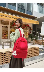 Japanese style large capacity school backpack for girls teens students red casual chic daypack