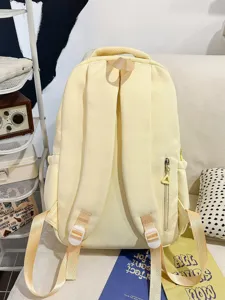 Japanese ins style yellow canvas school backpack casual cute student daypack bag for teen girls