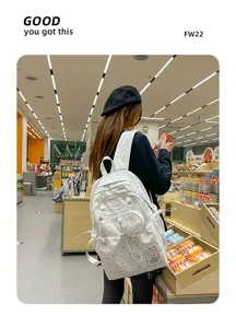 Zaino scolastico in tela con stampa di stelle stile coreano carino grande capacità