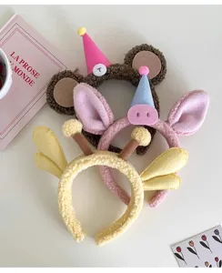 Schattige pluche cartoon dieren haarband, zachte fleece haarring voor dagelijks gebruik.