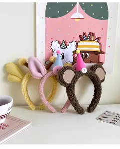 Pluche cartoon beer haarband schattig pluizig haarhoepel verjaardag feest haaraccessoires